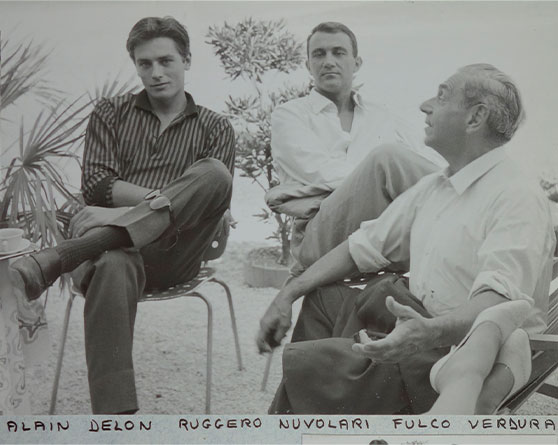 Alain Delon, Ruggero Nuvolari and Fulco di Verdura on the set of The Leopard