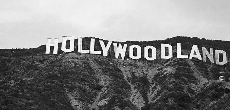 Hollywoodland sign overlooking Hollywood circa 1934