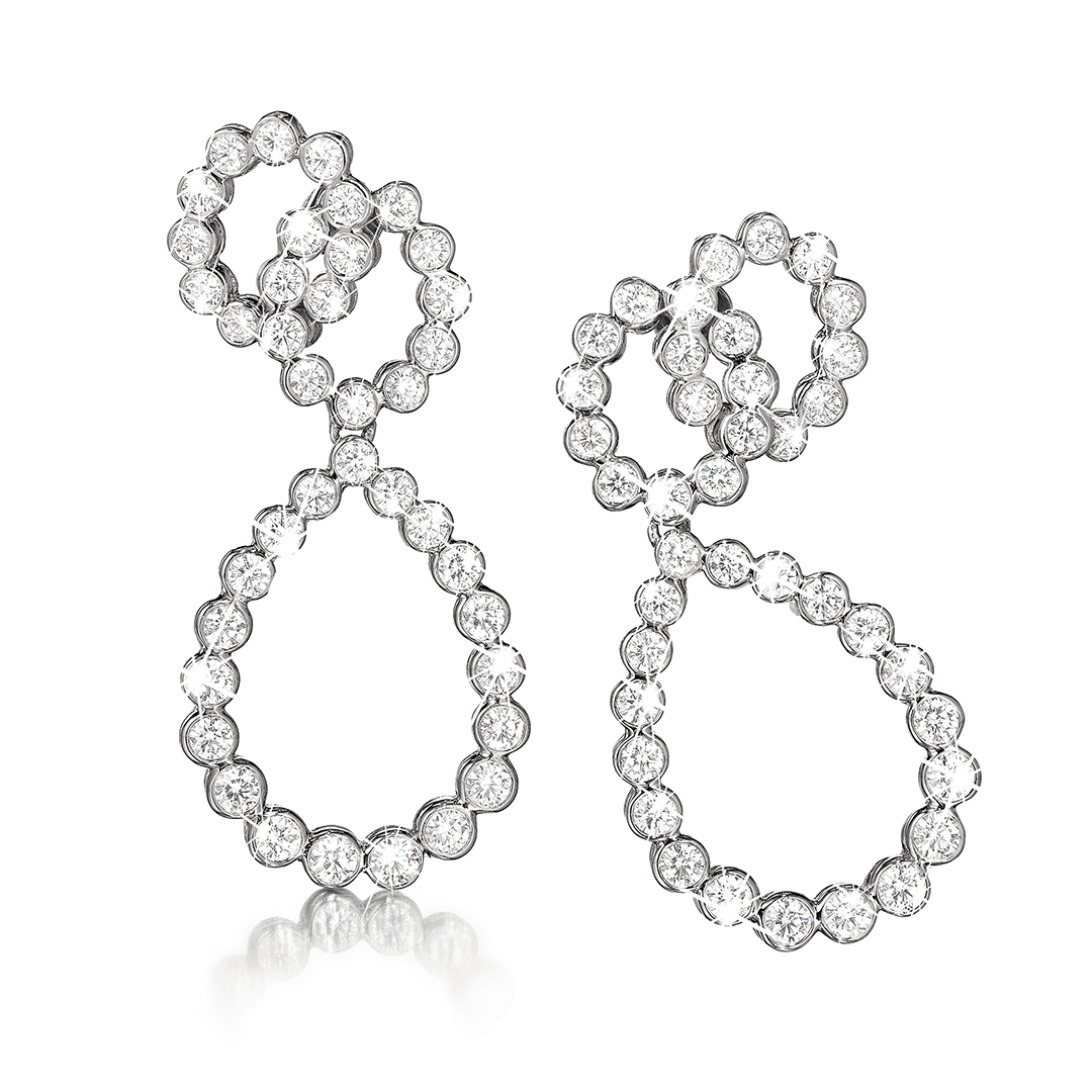 Looped Earclips in Platinum and Diamond