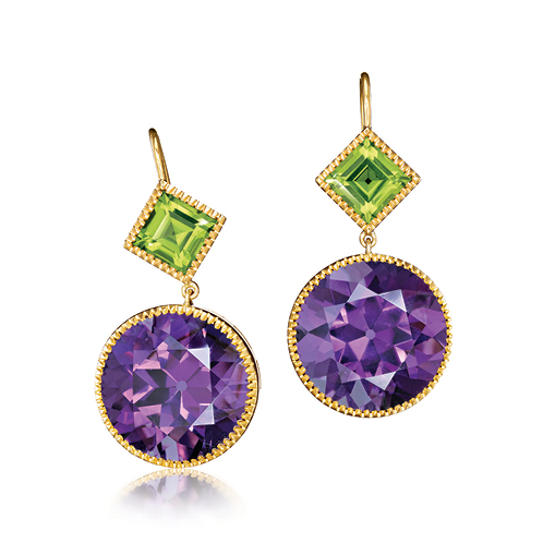 Verdura-Jewelry-Byzantine-Drop-Earrings-Round-Gold-Amethyst-Peridot