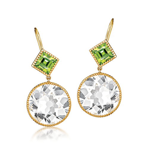 Verdura-Jewelry-Byzantine-Drop-Earrings-Round-Gold-White-Topaz-Peridot