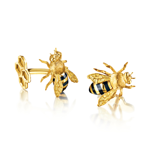 Verdura-Jewelry-Honeybee-Cufflinks-Gold-Enamel