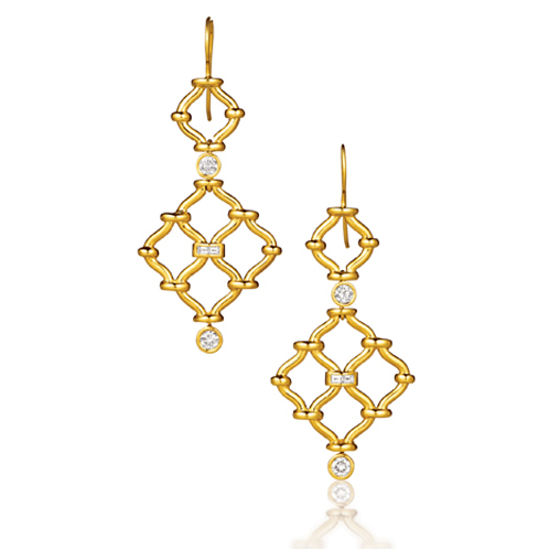 Verdura-Jewelry-Kensignton-Earrings in Gold and Diamond