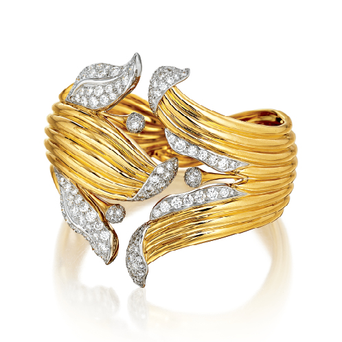 Verdura-Jewelry-Lily-Bracelet-Gold-and-Diamond