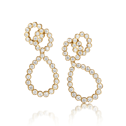 Verdura-Jewelry-Looped-Earclips in Gold and Diamond