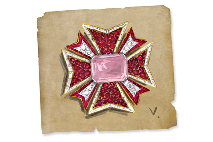 Verdura-Jewelry-Maltese-Cross-Sketch