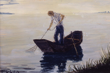 Verdura-Jewelry-Miniature-Painting-P022-Fisherman-and-Net-Landscape