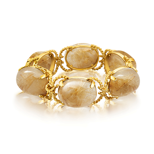 Verdura-Jewelry-Pebble-Bracelet-Gold-Rutilated-Quartz