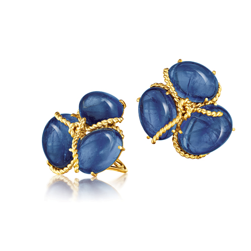 Verdura-Jewelry-Rope-Cluster-Earclips-Sapphire-Gold