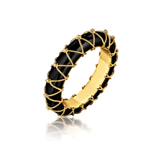 Verdura-Jewelry-Rope-Net-Bangle-Black Jade-Gold