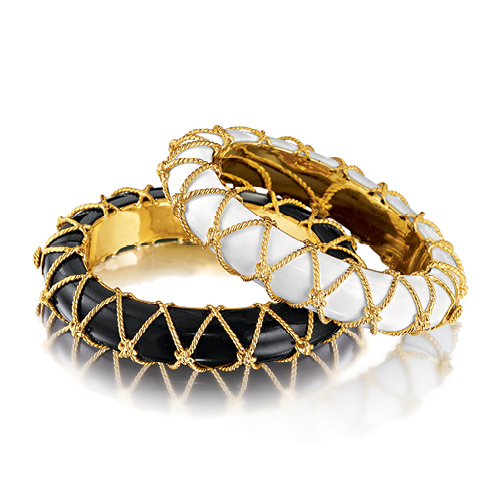 Verdura-Jewelry-Rope-Net-Bangles-Black-Jade-Cocholong-Gold