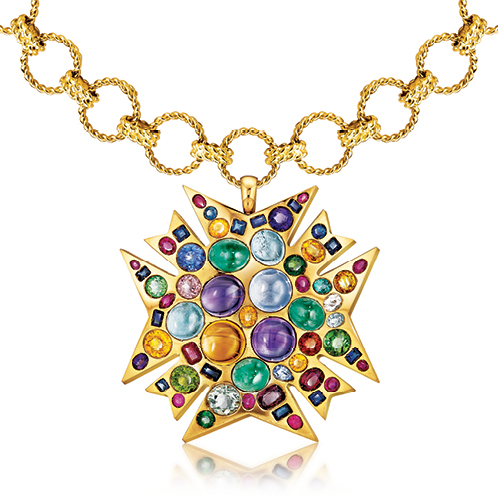 Verdura-Jewelry-Theodora-Brooch-Circle-Rope-Link-Necklace-Gold
