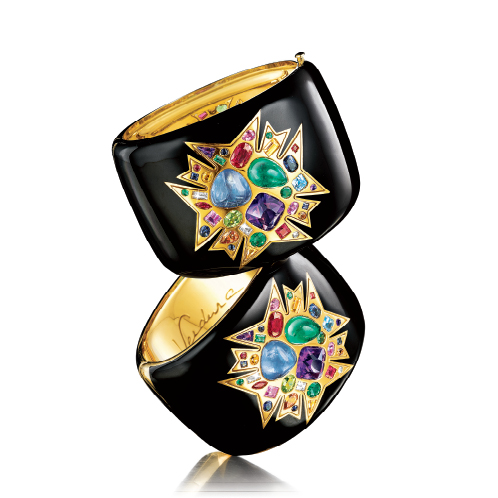 Verdura-Jewelry-Theodora-Cuffs-Stacked-Gold-Enamel