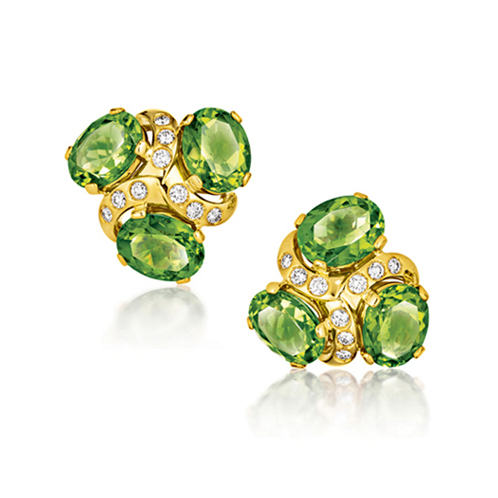 Verdura-Jewelry-Three-Stone-Earclips-Gold-Peridot-Diamond