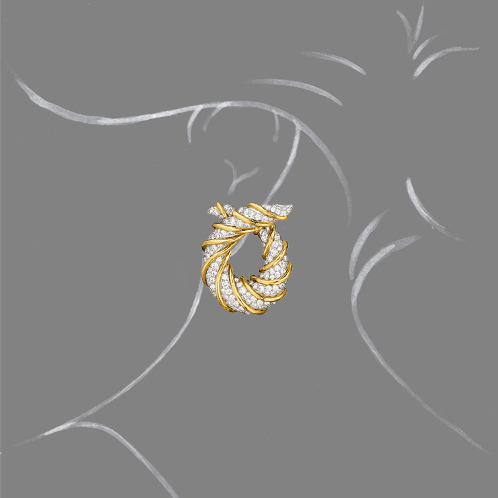 Verdura-Jewelry-Twisted-Horn-Earclip-Gold-Diamond-Scale-Rendering
