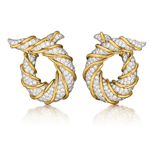Verdura-Jewelry-Twisted-Horn-Earclips-Gold-Platinum-Diamond