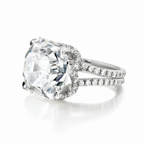 Lace Solitaire Ring with Cushion-Cut Diamond