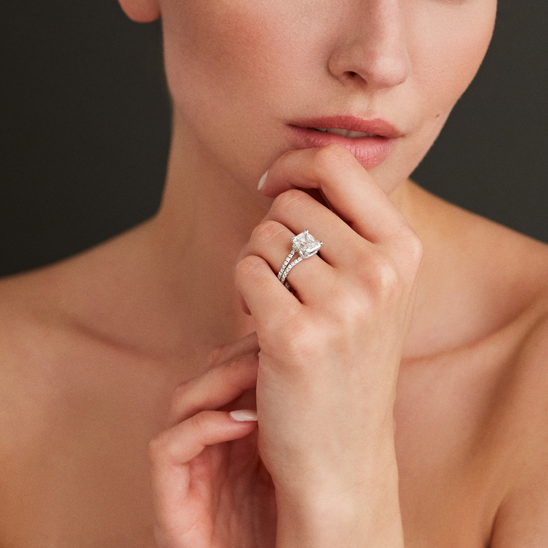 Lace Solitaire Ring on model