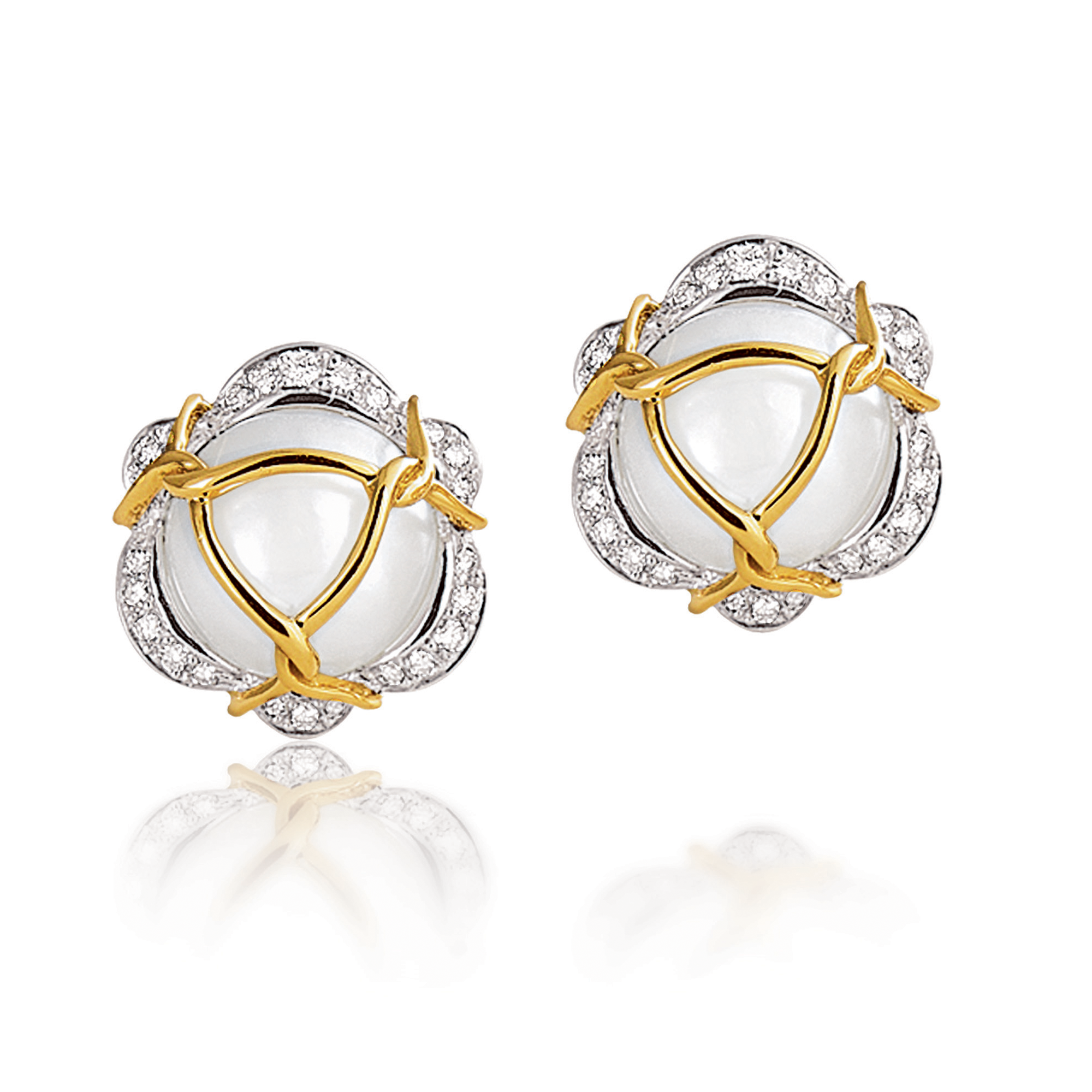 Diana Earclips in pearl-diamond-gold