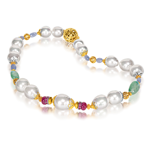 Verdura-Jewelry-Byzantine-Pearl-Necklace-Ruby-Emerald-Sapphire-Gold