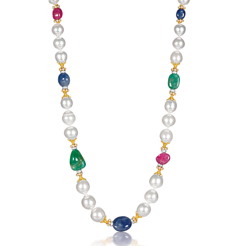 Verdura-Jewelry-Byzantine-Pearl-Necklace-Sapphire-Emerald-Ruby-Gold