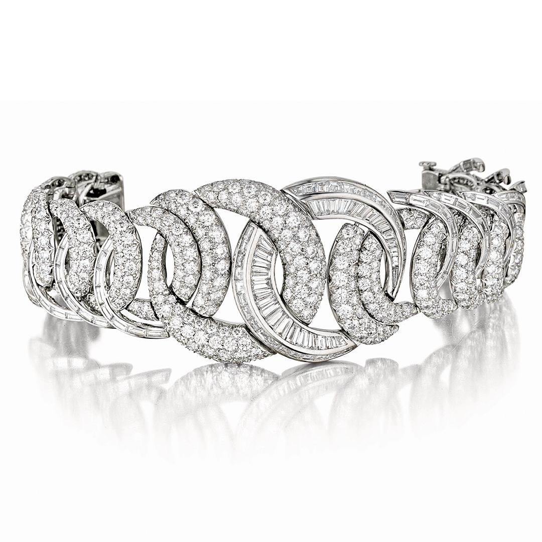 Verdura double crescent bracelet diamond web
