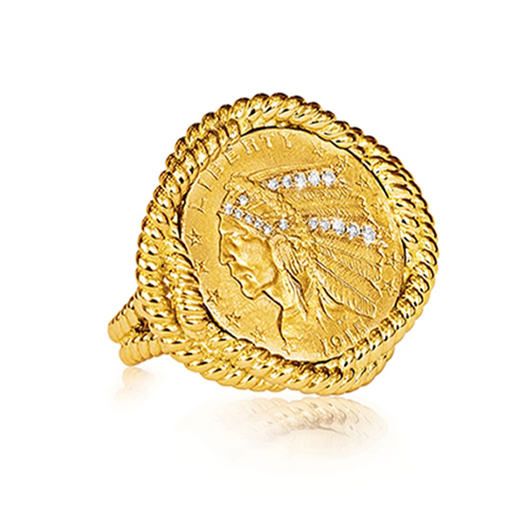 2 1/2 Buck Ring in gold and diamond