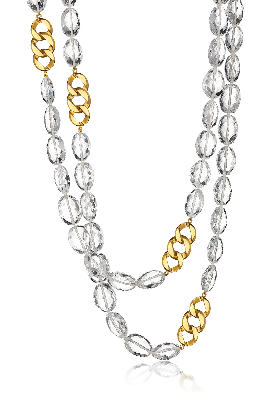 Curb-Link Beaded Necklace_Rock Crystal-Gold_22